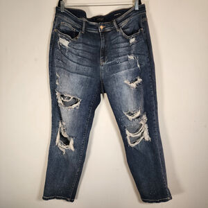 Judy Blue Bleach Splash Destroyed Boyfriend Jeans Size 20W EUC